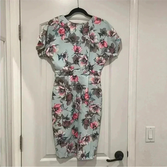 ASOS Paper Dolls Scuba Floral Pencil Dress Sz 4 - Picture 2 of 9